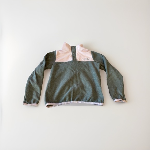 Girl's 7/8 Medium North‎ Face Jacket Grey & Pink Fleece Jacket - Picture 1 of 6